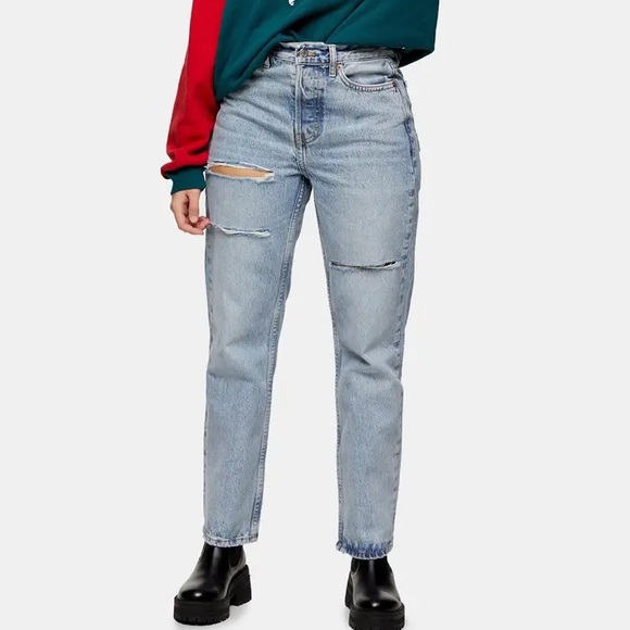 TOPSHOP Sofia Ripped High Waist Dad Jeans - Picture 2 of 10